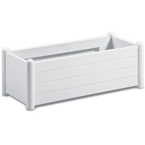 STEFANPLAST Rechteckiger Blumenkasten - ITALIA - Holzoptik - 100x43xH35cm - 80L - Weiß