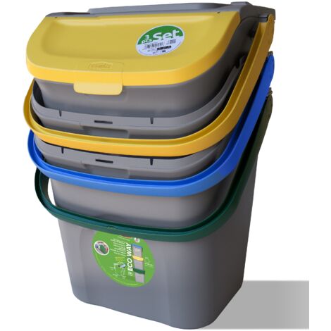 Stefanplast Tris Pattumiere Raccolta Differenziata 28 Lt Con Doppia Apertura