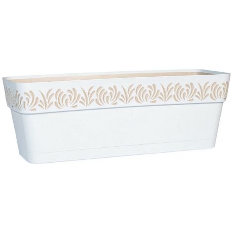 Stefanplast – Vase Gaia Rett – Résistant au gel – Réserve d'eau intégrée – Eau blanche 50 cm – Pour espaces extérieurs