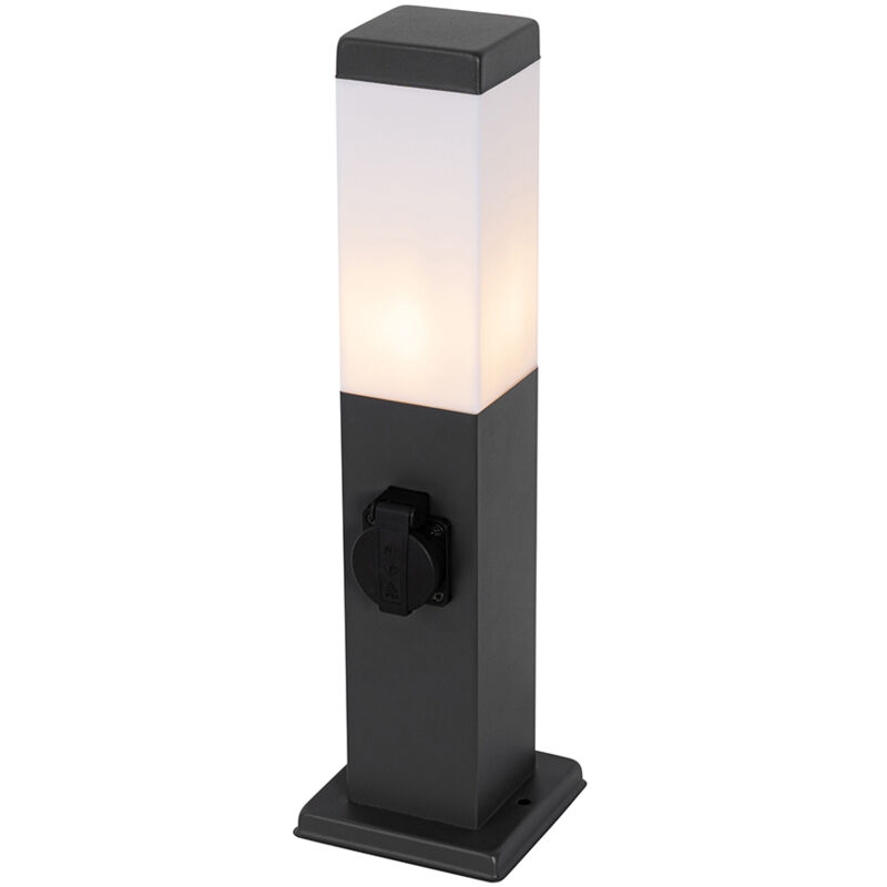 Qazqa - Steh-außenleuchte Dunkelgrau 45 Cm Mit Fassung Ip44 - Malios