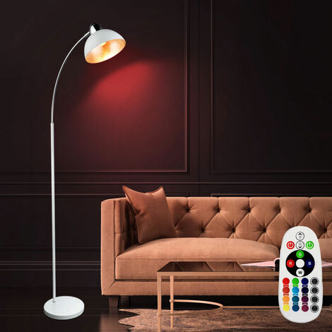 Steh Bogen Leuchte Arbeits Zimmer Lampe Blattsilber FERNBEDIENUNG im Set inkl. RGB LED Leuchtmittel