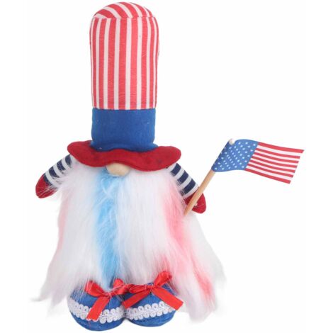 Stehende Gartenzwergpuppe, patriotische Nationalfeiertagsdekoration, Ornament mit blauen Schuhen
