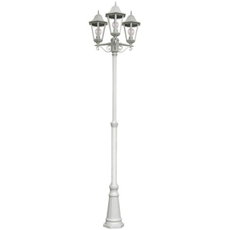 Stehlampe Alu Standleuchte Kandelaber Gartenleuchte Terrasse Wegeleuchte Glas klar weiß Außenlampe, Druckguss, 3x E27 Fassung, L x B x H 58 x 55 x 220 cm