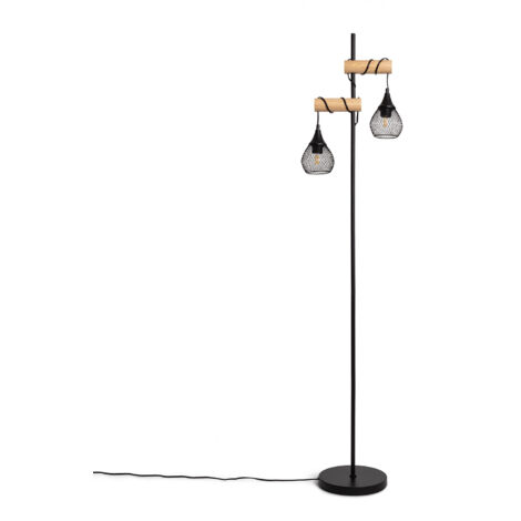 Stehlampe Aluminium und Holz Monah Schwarz