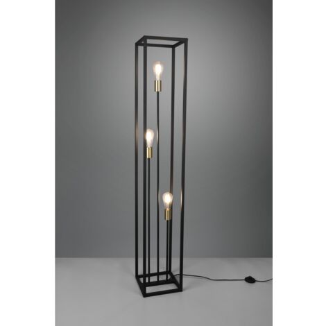 Stehlampe für Wohnzimmer 3 Lichter Schwarzer Metallrahmen Vito Trio Lighting