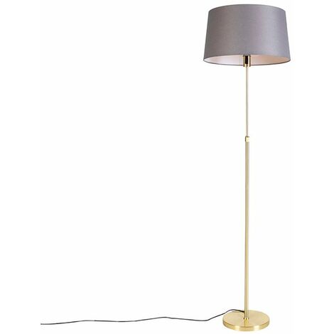 Stehlampe gold / messing mit Leinenschirm grau 45 cm - Parte