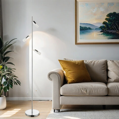 Stehlampe LED 3000 K 143 cm verstellbar Glas Metall Modern Leselampe Stehleuchte