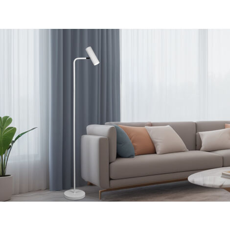 Stehlampe MARLEY Metall in Weiß matt, Spot schwenkbar, Höhe 151cm