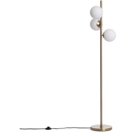 LEDKIA Stehlampe Metall und Glas Moonlight Brass Round 3 Strahler Gold