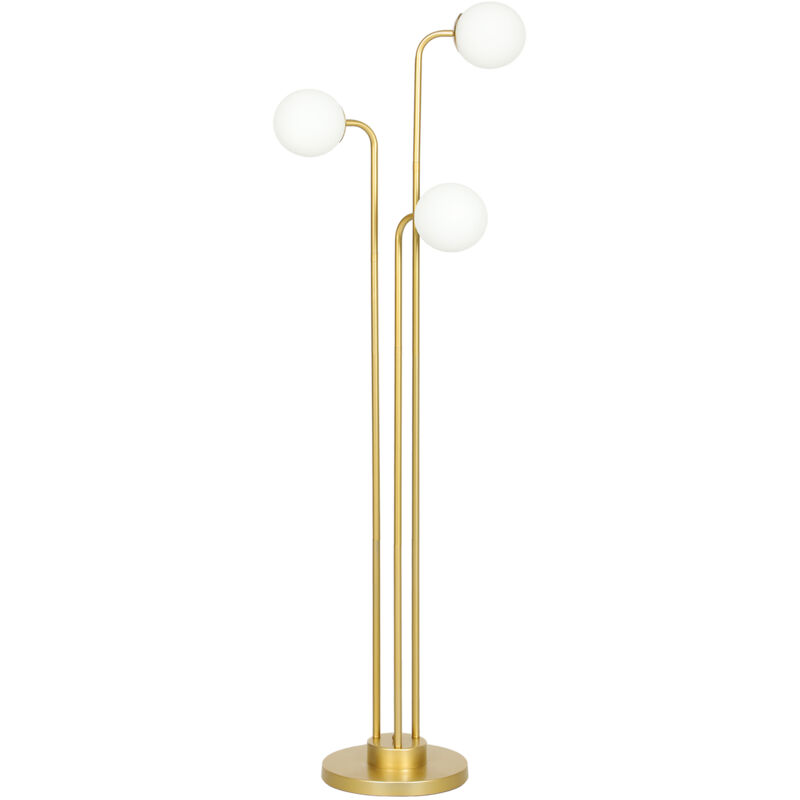 Stehlampe mit drehbaren Lampenschirmen, 120W Leselampe, 1.65 m, Nachttischlampe mit Fußschalter, für Schlafzimmer, Büro & Wohnzimmer, Gold