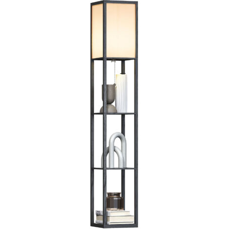 Stehlampe mit Regalen, Stehleuchte, , 26 x 26 x 160 cm, für Wohn-/Schlafzimmer (Ohne Glühbirne)