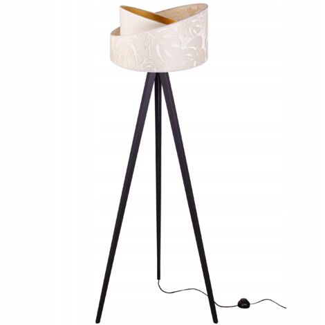 STEHLAMPE STEHEND STATIV HOLZ LAMPENSCHIRM MUSTER