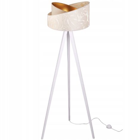 STEHLAMPE STEHEND STATIV HOLZ LAMPENSCHIRM MUSTER