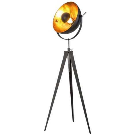 Stehlampe Stehleuchte Beistelllampe schwarz gold höhenverstellbar E27 H 168 cm