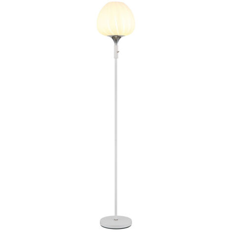 Stehlampe weiß Wohnzimmerleuchte Glas Stehleuchte opal, Rillen Design, 1x E27, DxH 29 x 165 cm
