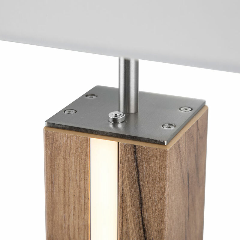 Etc-shop - Stehleuchte dimmbar Standlampe Holz Eiche Stehlampe Textil, Druckschalter, 1x E27 1x LED Stripe 15W, BxH 40x150 cm