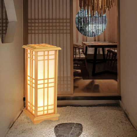 Stehleuchte im chinesischen Stil Teichbeleuchtung Warmlicht-Stehlampe 16W moderne Camphor Holz Stehleuchte für Schlafzimmer/Wohnzimmer Beleuchtung: Warm Weiß