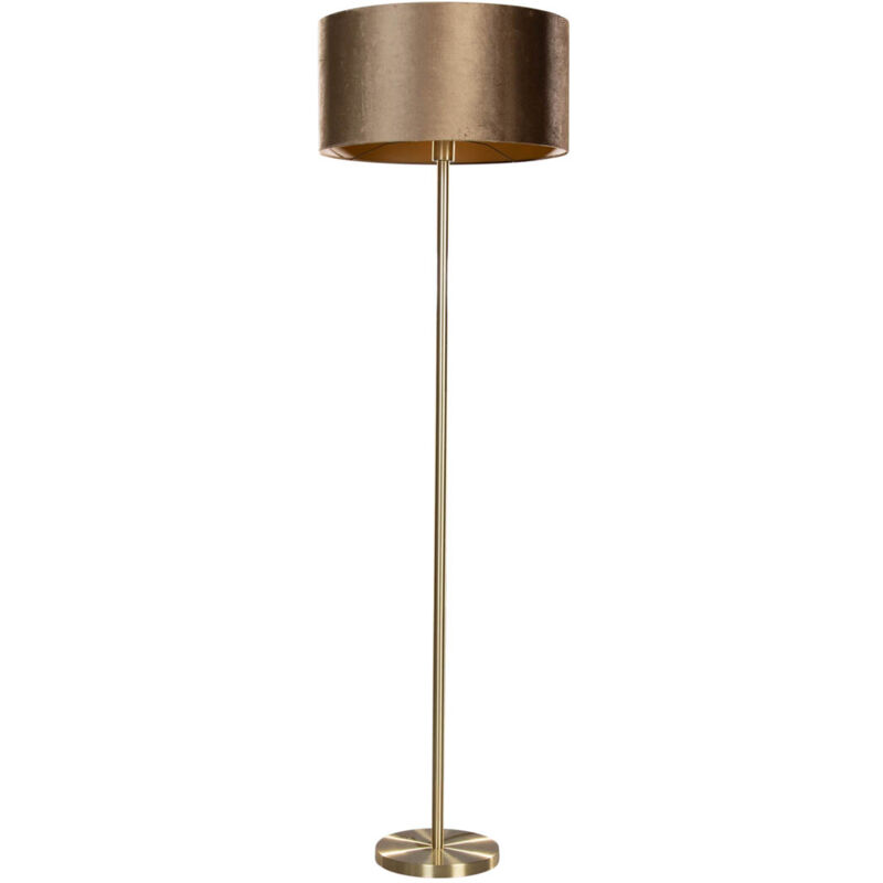 Qazqa Stehleuchte Messing Mit Samt-schirm Bronze 50cm - Simplo