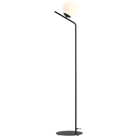 Stehleuchte Metall Glas E27 161 cm Schwarz Weiß Kugel Schirm Modern
