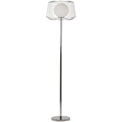 Stehleuchte, Metall silber, weiß, 40 x 40 x 162,5 cm