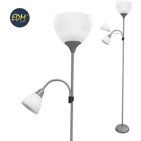 Stehleuchte Modell Boston Color Silber E27 60 W und E14 40 W EDM-Lesegerät