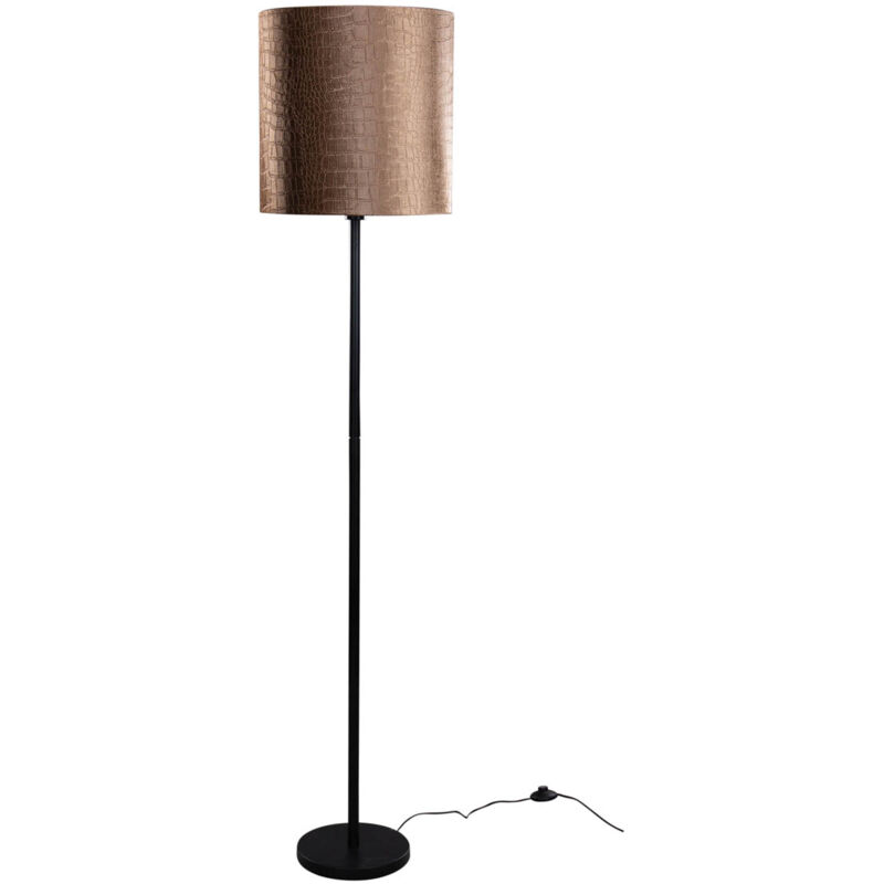 Qazqa Stehleuchte Schwarz Mit Samt-schirm Krokodil 40cm - Simplo