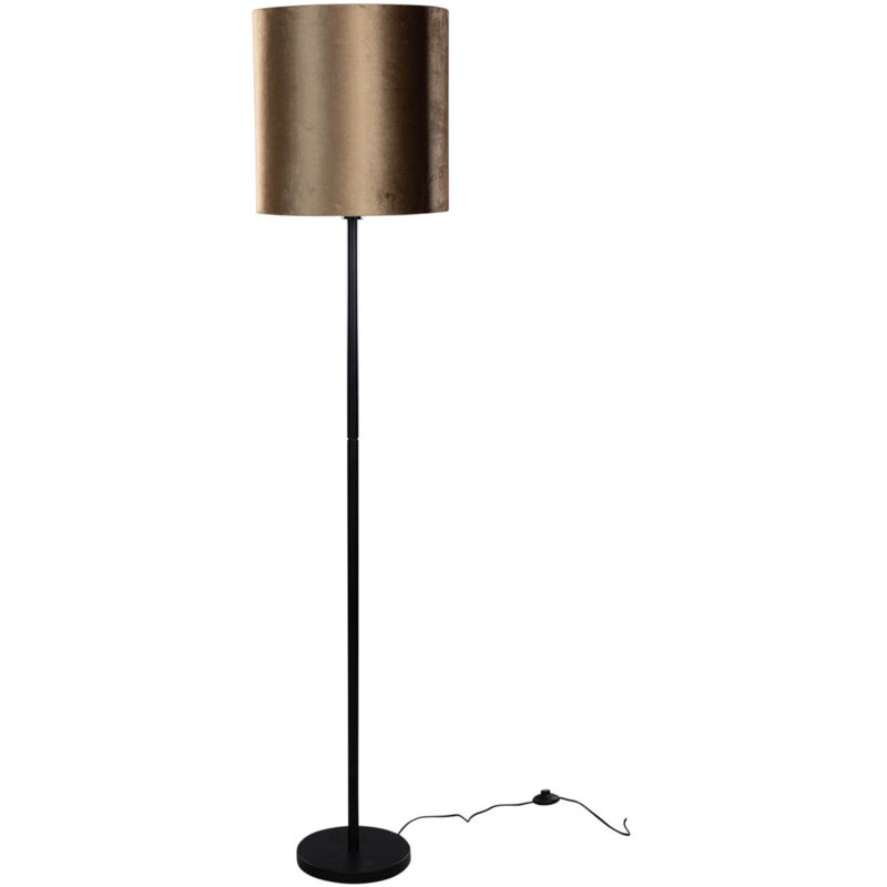 Qazqa Stehleuchte Schwarz Mit Samtschirm Bronze 40cm - Simplo