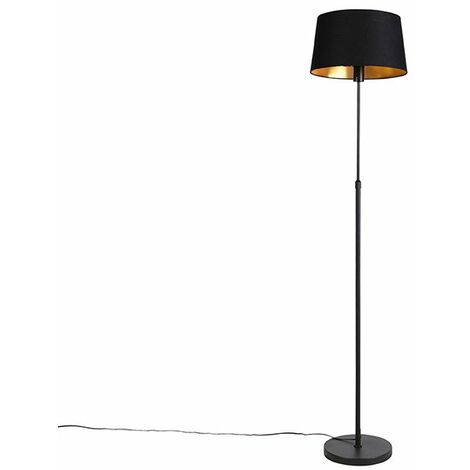 Stehleuchte schwarz mit schwarzem Schirm 35 cm verstellbar - Parte