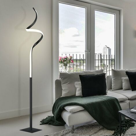 Design LED Steh Leuchte Wohn Ess Zimmer Lese Decken Fluter Wellen Lampe schwarz 
