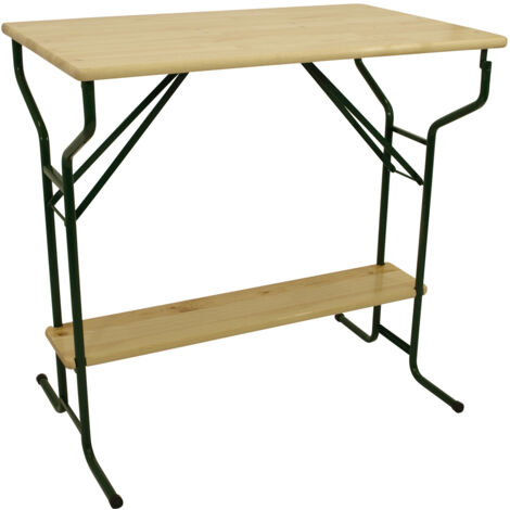 Stehtisch BAMBERG 113cm klappbar, Metall + Holz lackiert, mit Fuss-Stütze