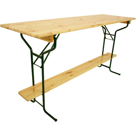 Stehtisch BAMBERG 220cm klappbar, Metall + Holz lackiert, mit Fuss-Stütze