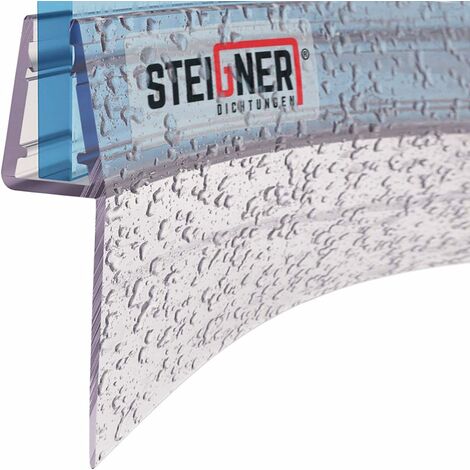 Steigner – Joint de douche en PVC 180 cm – Étanchéité pour parois en verre 6/7/8 mm – Installation sans colle – Design avec égouttoir prolongé