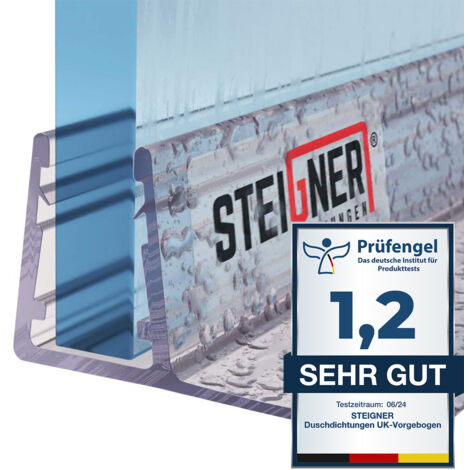 STEIGNER Joint de douche pour paroi en verre, 100cm, vitre 6/ 7/ 8 mm, joint d'étanchéité PVC droit pour les cabines de douche réctangulaires, UK02 - Transparent