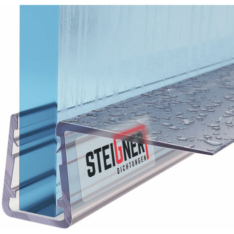 STEIGNER Joint de douche pour paroi en verre, vitre 6/ 7/ 8 mm, joint d'étanchéité PVC droit pour les cabines de douche réctangulaires, UK11