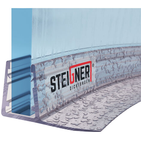 STEIGNER Joint de douche pour paroi en verre, 100cm, vitre 6/7/8mm, joint d'étanchéité PVC courbé pour les cabines de douche arrondies, UK02 - Transparent