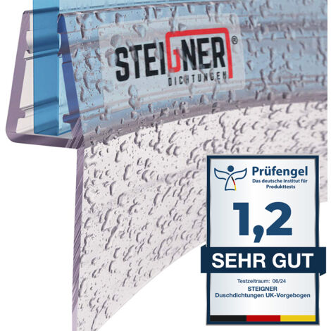 STEIGNER Joint de douche pour paroi en verre, 100cm, vitre 6/7/8mm, joint d'étanchéité PVC courbé pour les cabines de douche arrondies, UK55 - Transparent