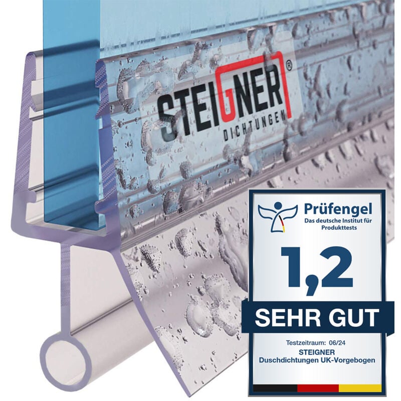 Joint de douche pour paroi en verre, 190cm, vitre 3,5/4/5mm, joint d'étanchéité pvc droit pour les cabines de douche réctangulaires, UK18 - Steigner