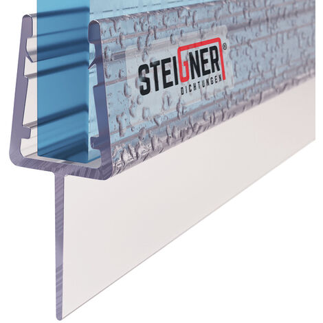 STEIGNER Joint de douche pour paroi en verre, vitre 6/ 7/ 8 mm, joint d'étanchéité PVC droit pour les cabines de douche réctangulaires, UK10