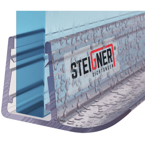 STEIGNER 190cm, vitre 6/ 7/ 8 mm, joint d'étanchéité PVC droit pour les cabines de douche réctangulaires, UK14 - Transparent