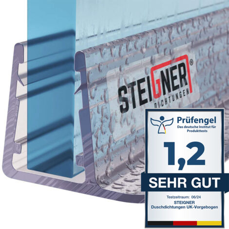 STEIGNER Joint de douche pour paroi en verre, vitre 6/ 7/ 8 mm, joint d'étanchéité PVC droit pour les cabines de douche réctangulaires, UK14