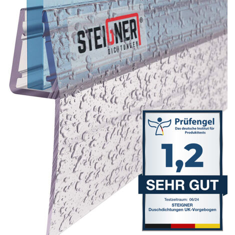 STEIGNER Joint de douche pour paroi en verre, vitre 6/7/8mm, joint d'étanchéité PVC courbé pour les cabines de douche arrondies, UK55