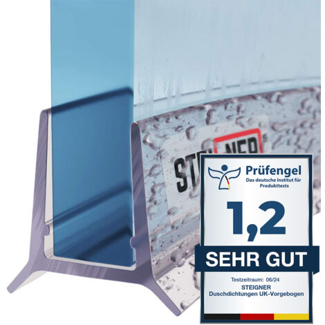 STEIGNER Joint de douche pour paroi en verre, vitre 5/6mm, joint d'étanchéité PVC courbé pour les cabines de douche arrondies, UK24-06