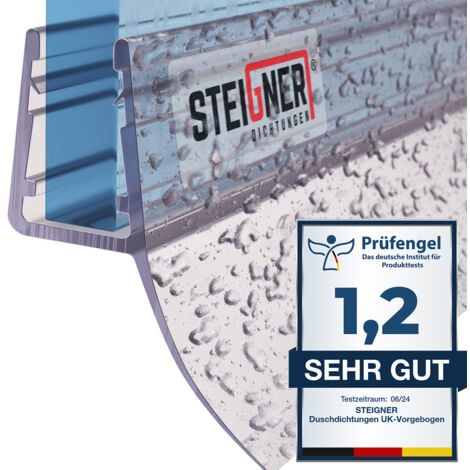 STEIGNER Joint de douche pour paroi en verre, vitre 6/ 7/ 8 mm, joint d'étanchéité PVC droit pour les cabines de douche réctangulaires, UK12