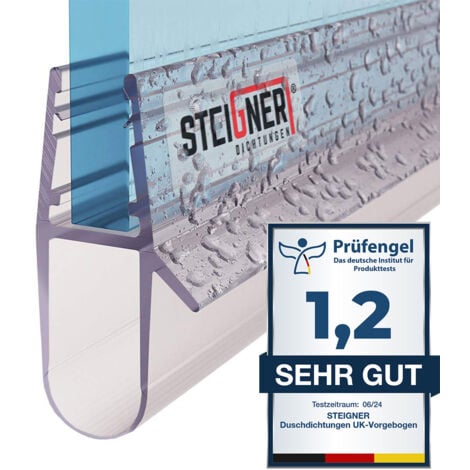 STEIGNER 80cm, vitre 5/ 6/7 /8 mm, joint d'étanchéité PVC droit pour les cabines de douche réctangulaires, UK17