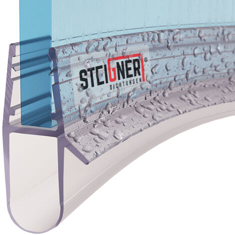 STEIGNER Joint de douche pour paroi en verre, vitre 5/6/7/8mm, joint d'étanchéité PVC courbé pour les cabines de douche arrondies, UK09