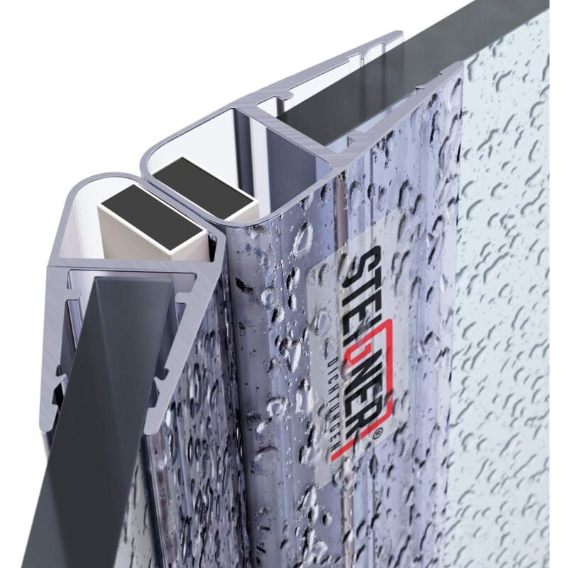 Joints de douche magnétiques set, 183 cm, vitre 6/7/8mm, joints d'étanchéité aimantés 135 pour portes de douche, UKM04, 2 pièces - Steigner