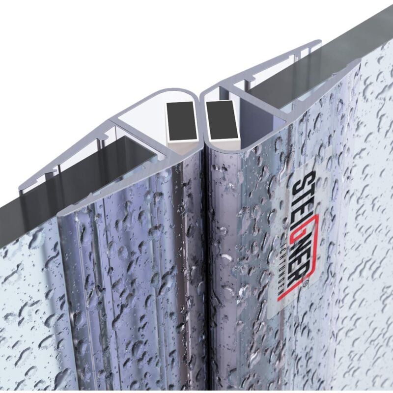 Joints de douche magnétiques set, 180 cm, vitre 3,5/4/5mm, joints d'étanchéité aimantés 180 pour portes de douche, UKM03, 2 pièces - Steigner
