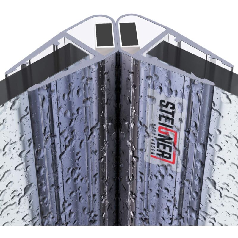 Joints de douche magnétiques set, 180 cm, vitre 6/7/8mm, joints d'étanchéité aimantés 90 pour portes de douche, UKM04, 2 pièces - Steigner