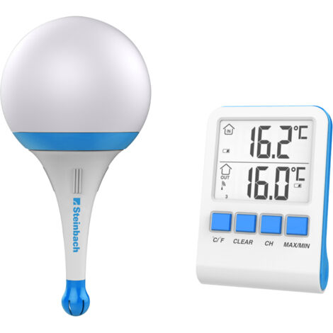 Steinbach Solarleuchte mit Funkthermometer blau Funkthermometer