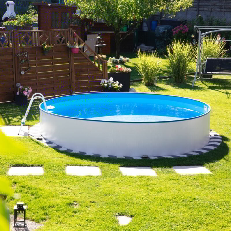 Stahlwand Swimming Pool Set 'Nuovo rund' weiß ø 550 x 120 - Steinbach